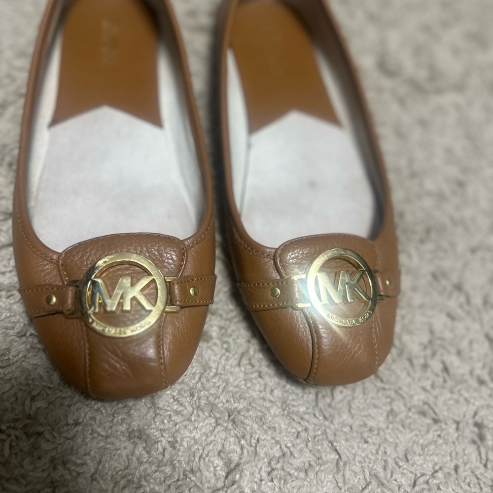 Michael Kors Brown Flats with Gold Emblem